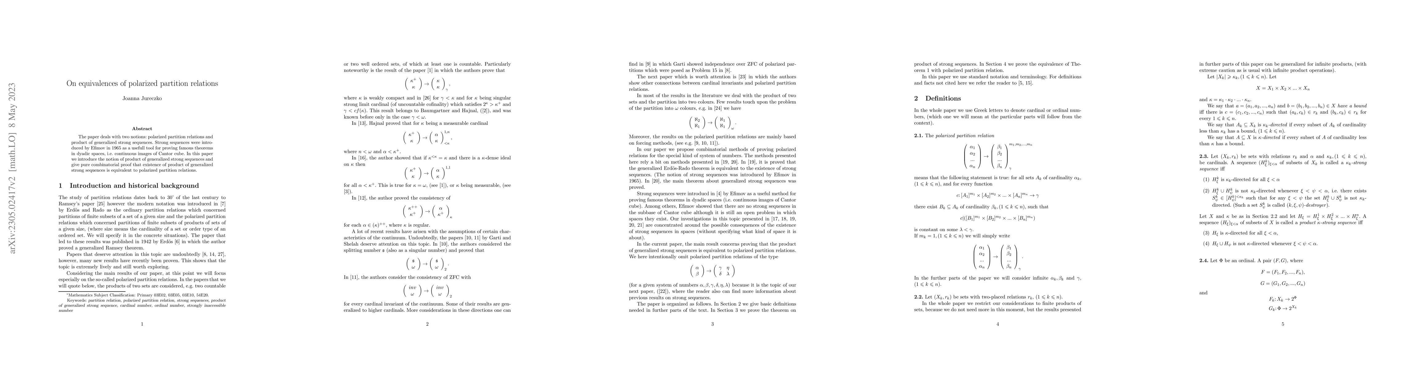 Thumbnail for On equivalences of polarized partition relations