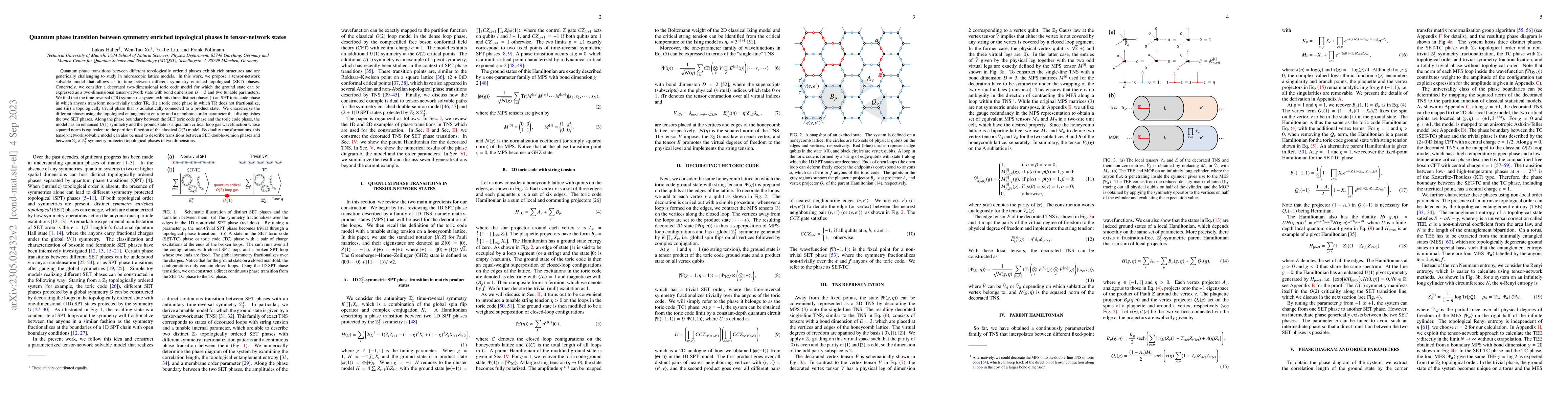 Thumbnail for Quantum phase transition between symmetry enriched topological phases in
  tensor-network states