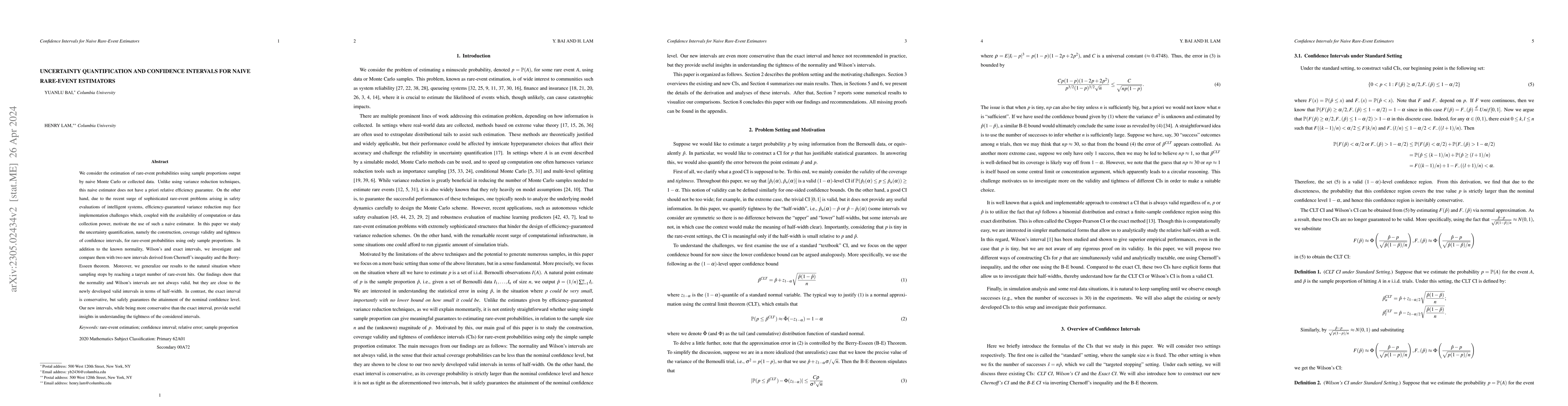 Thumbnail for Uncertainty Quantification and Confidence Intervals for Naive Rare-Event
  Estimators