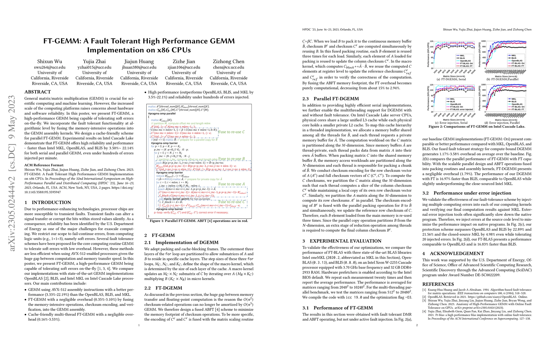 Thumbnail for FT-GEMM: A Fault Tolerant High Performance GEMM Implementation on x86
  CPUs