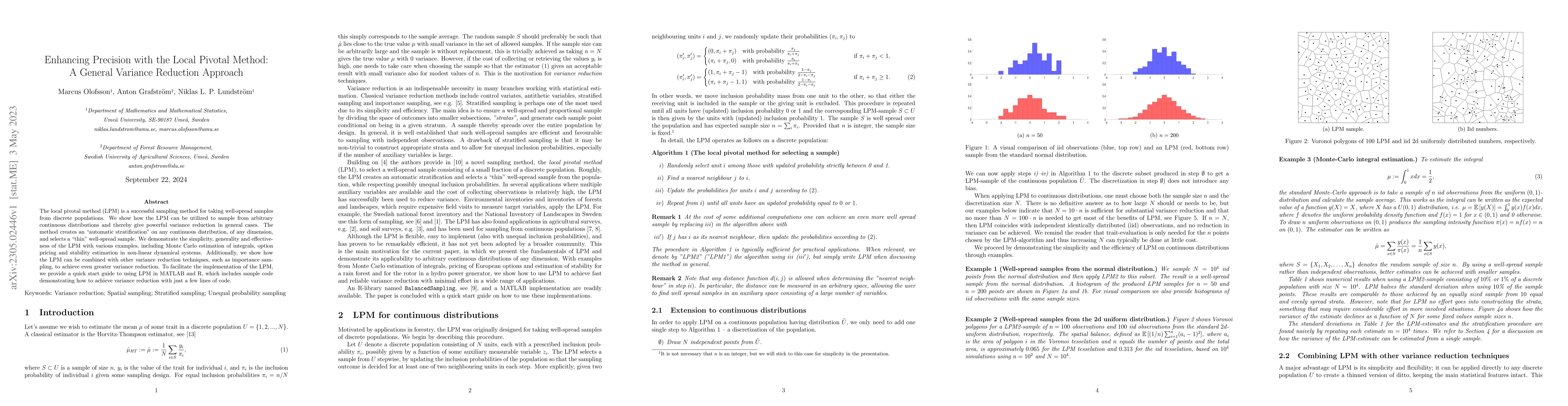 Thumbnail for Enhancing Precision with the Local Pivotal Method: A General Variance
  Reduction Approach