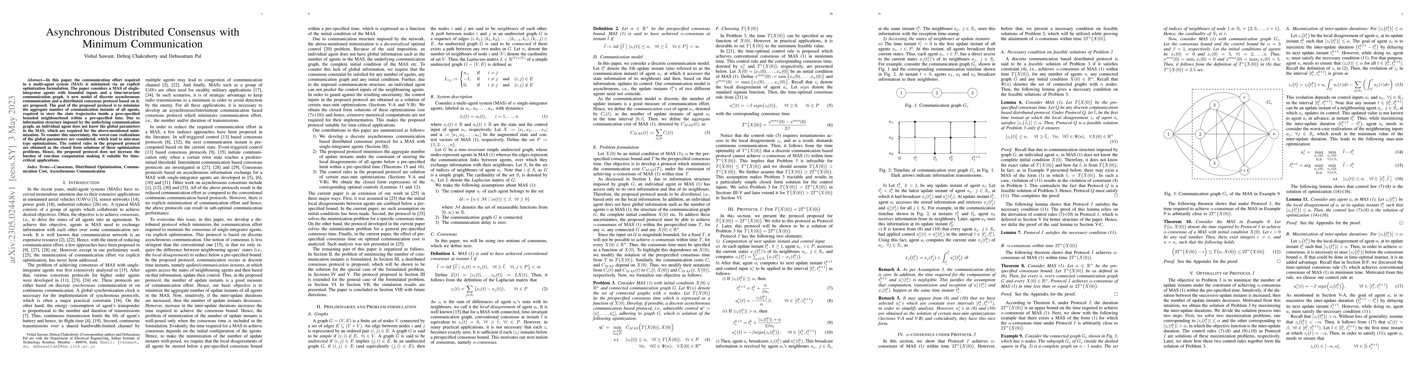 Thumbnail for Asynchronous Distributed Consensus with Minimum Communication