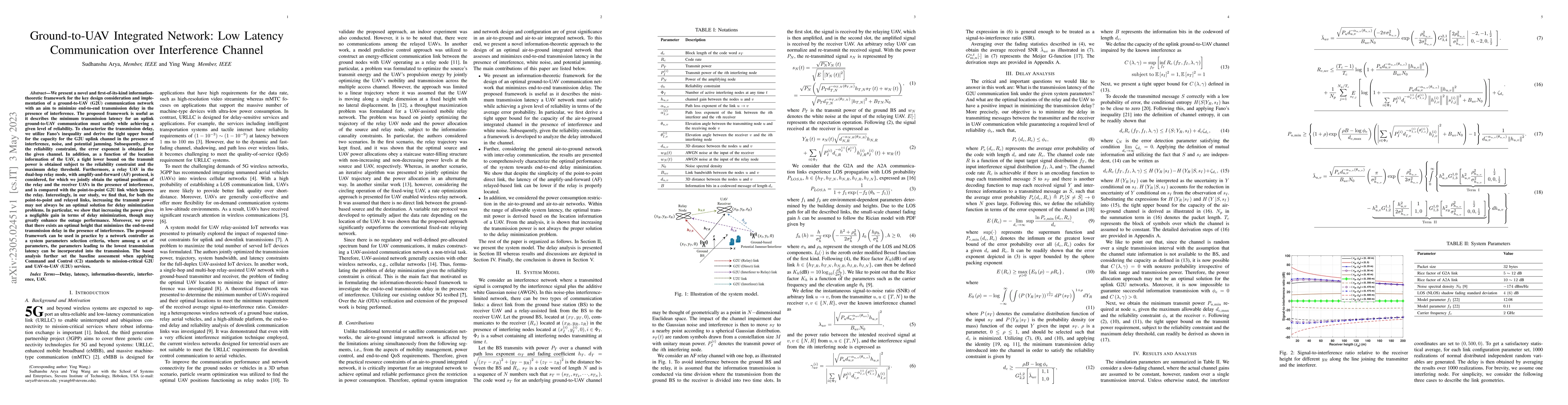 Thumbnail for Ground-to-UAV Integrated Network: Low Latency Communication over
  Interference Channel