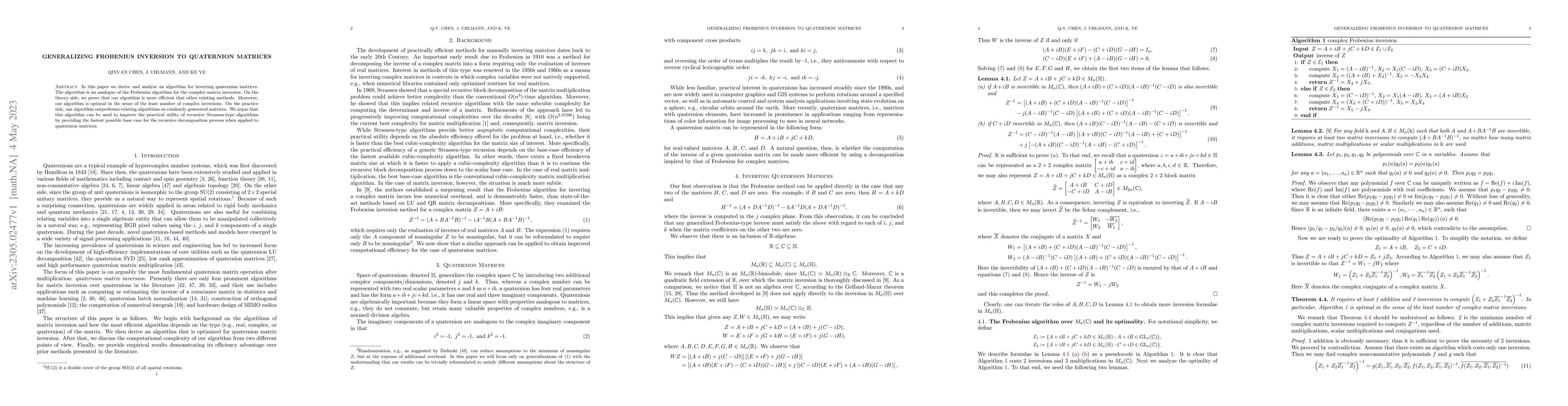 Thumbnail for Generalizing Frobenius Inversion to Quaternion Matrices