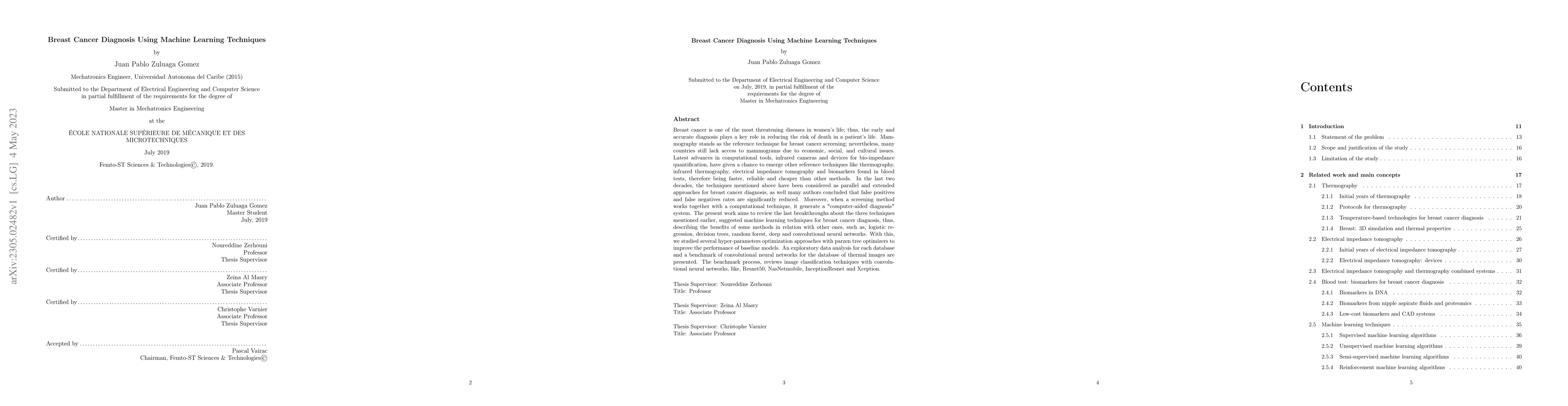 Thumbnail for Breast Cancer Diagnosis Using Machine Learning Techniques