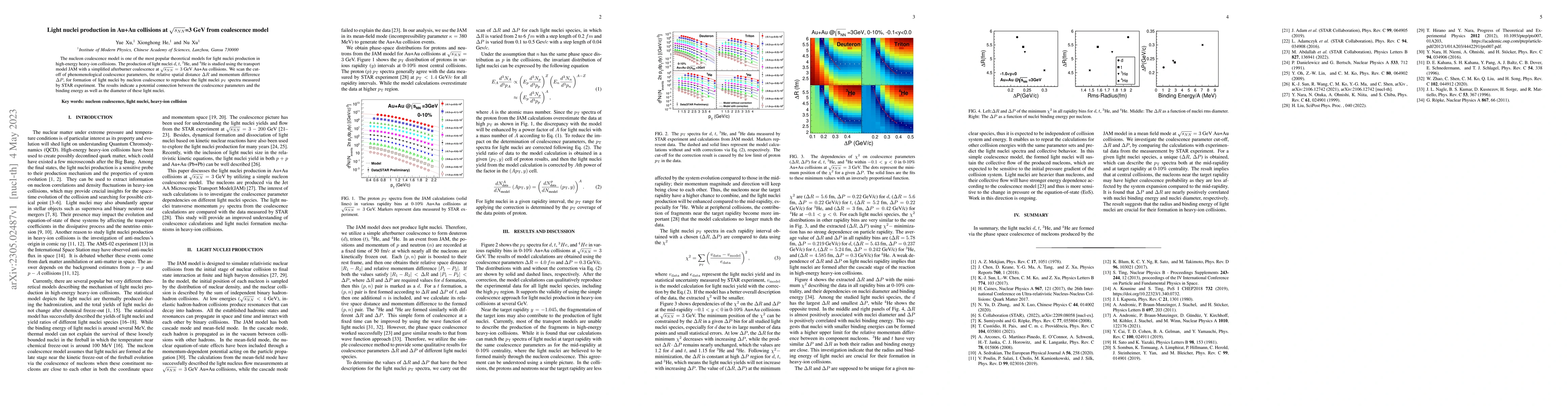 Thumbnail for Light nuclei production in Au+Au collisions at $\sqrt{s_{NN}}=3$ GeV
  from coalescence model