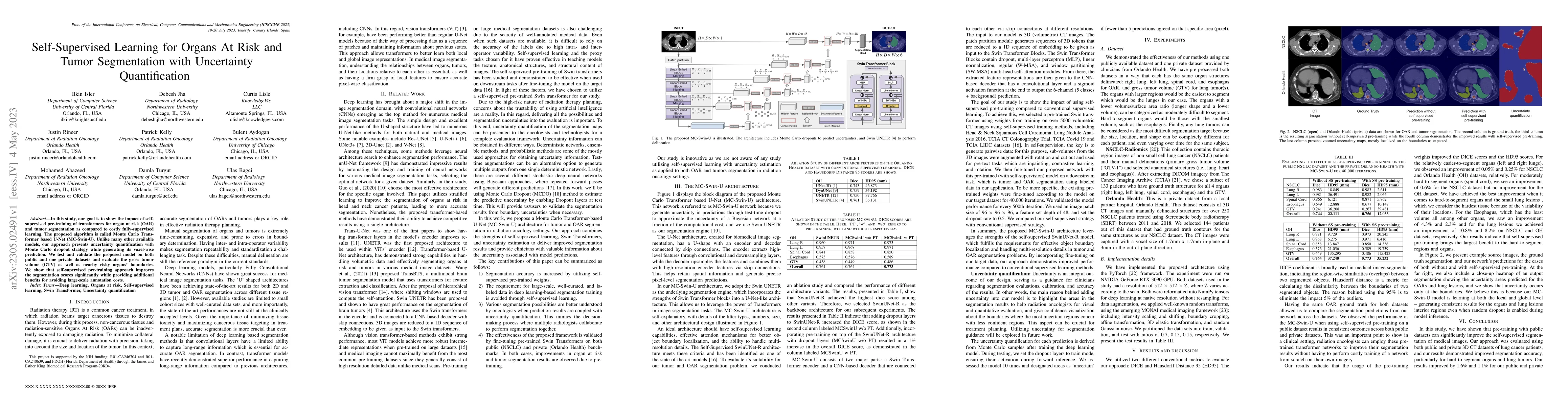 Thumbnail for Self-Supervised Learning for Organs At Risk and Tumor Segmentation with
  Uncertainty Quantification