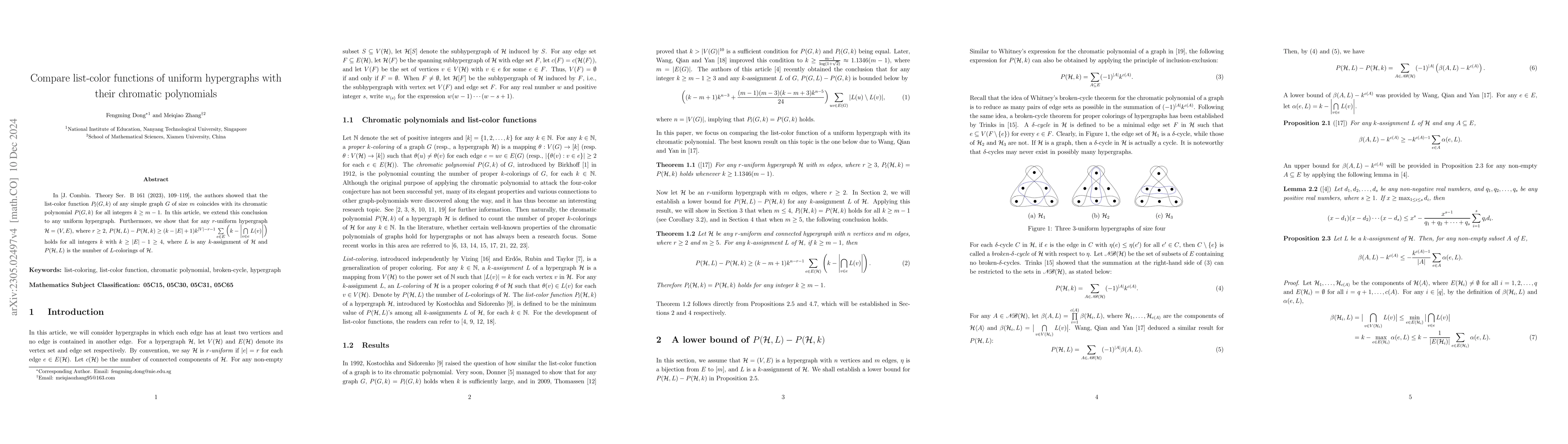 Thumbnail for Comparing list-color functions of hypergraphs with their chromatic
  polynomials (I)