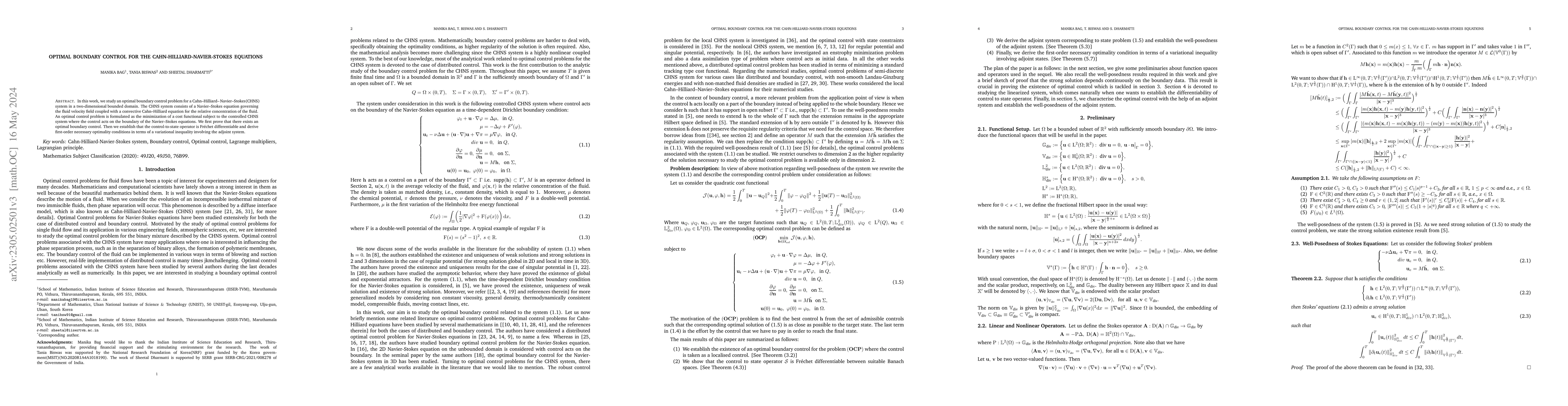 Thumbnail for Optimal boundary control for the Cahn-Hilliard-Navier-Stokes Equations