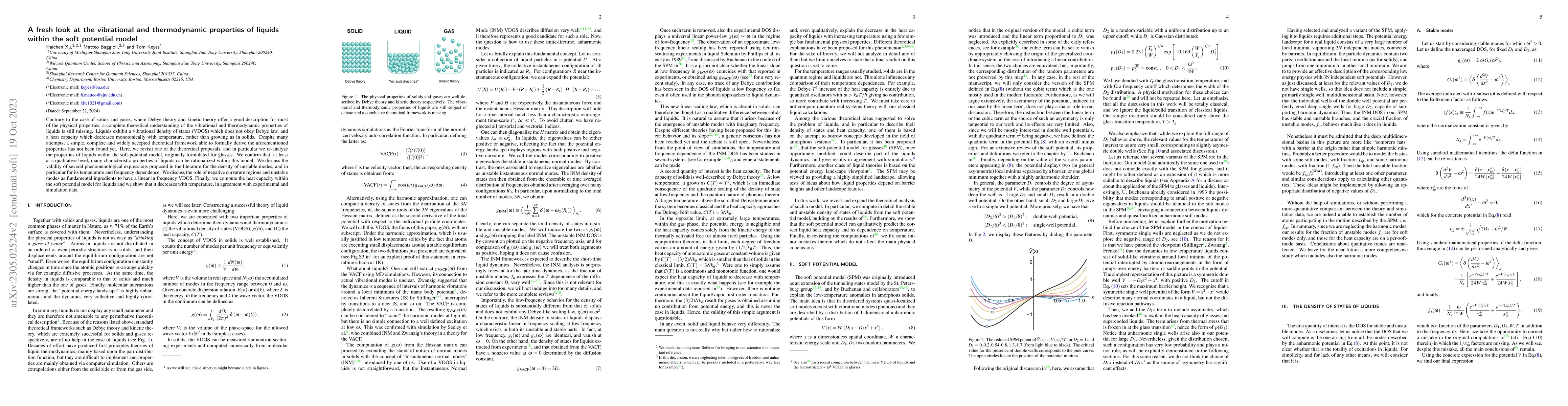 Thumbnail for A fresh look at the vibrational and thermodynamic properties of liquids
  within the soft potential model