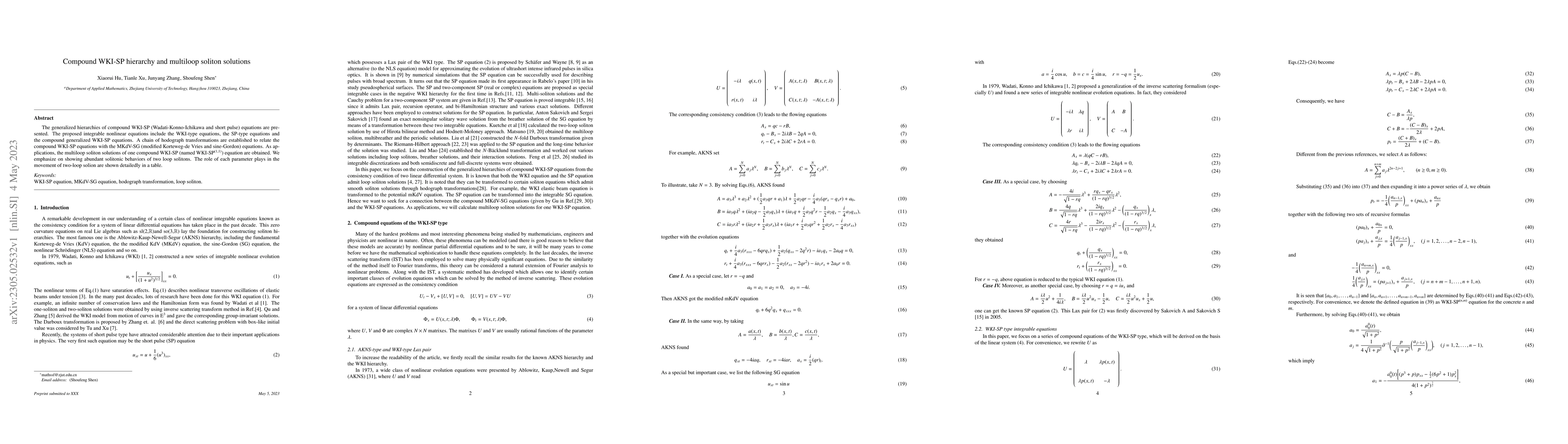 Thumbnail for Compound WKI-SP hierarchy and multiloop soliton solutions