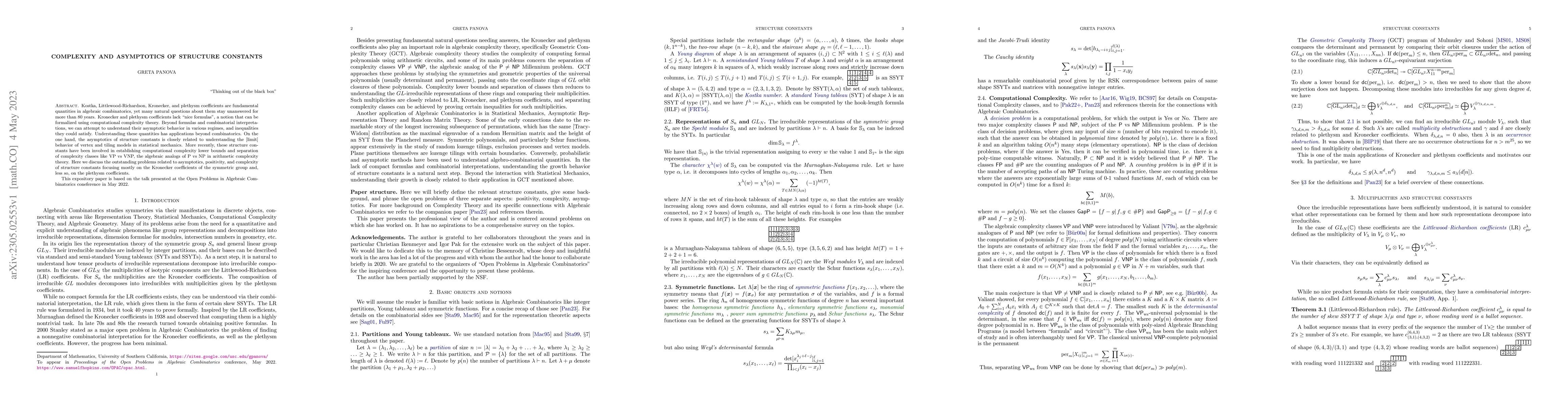 Thumbnail for Complexity and asymptotics of structure constants