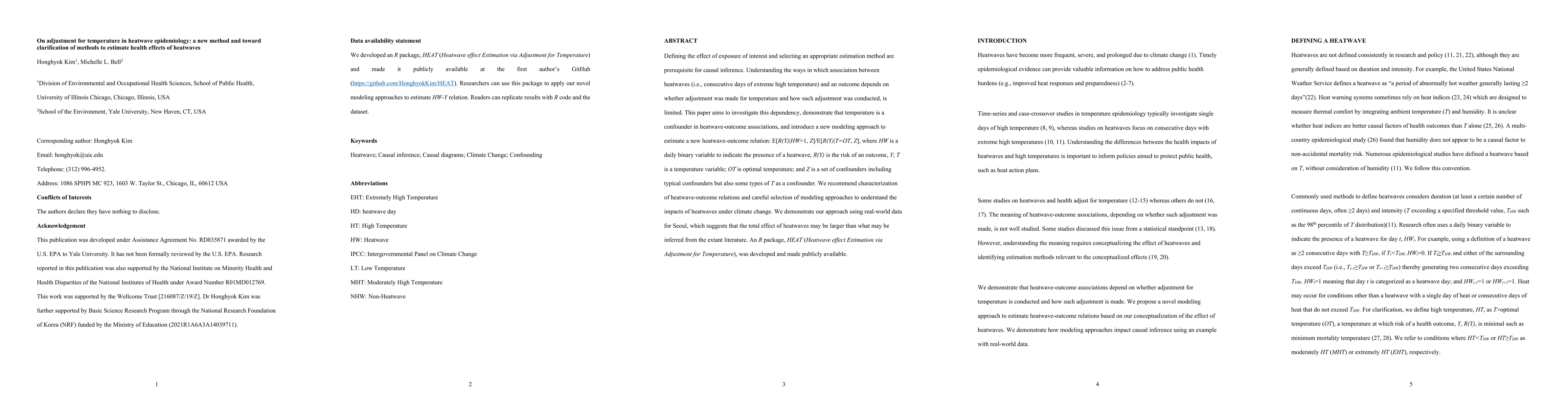 Thumbnail for On adjustment for temperature in heatwave epidemiology: a new method and
  toward clarification of methods to estimate health effects of heatwaves