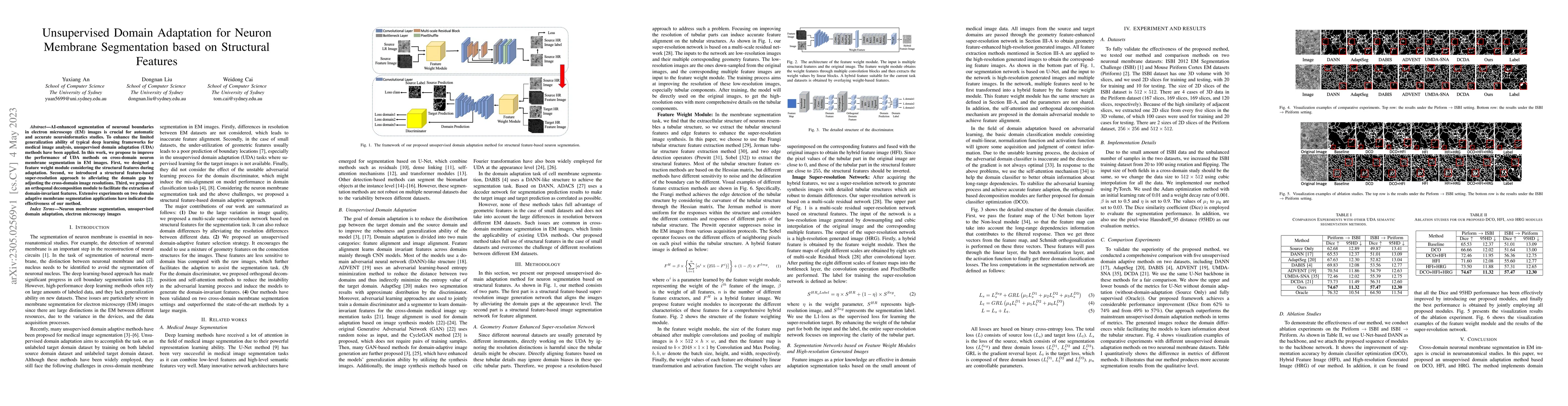 Thumbnail for Unsupervised Domain Adaptation for Neuron Membrane Segmentation based on
  Structural Features