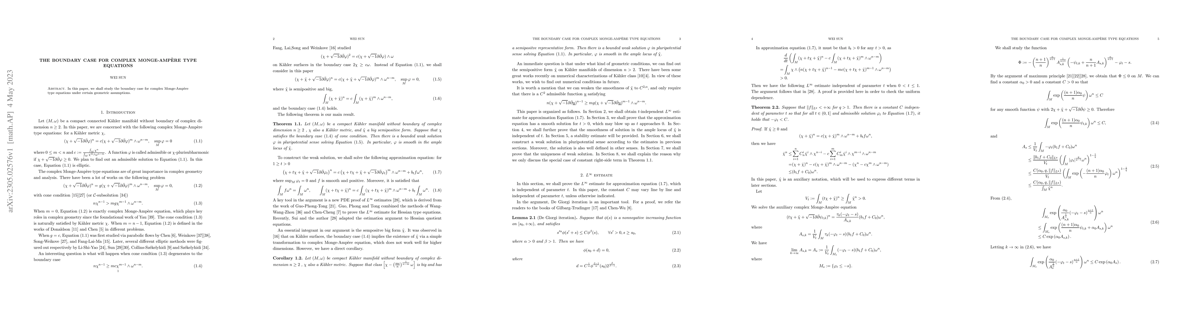 Thumbnail for The boundary case for complex Monge-Amp\`ere type equations