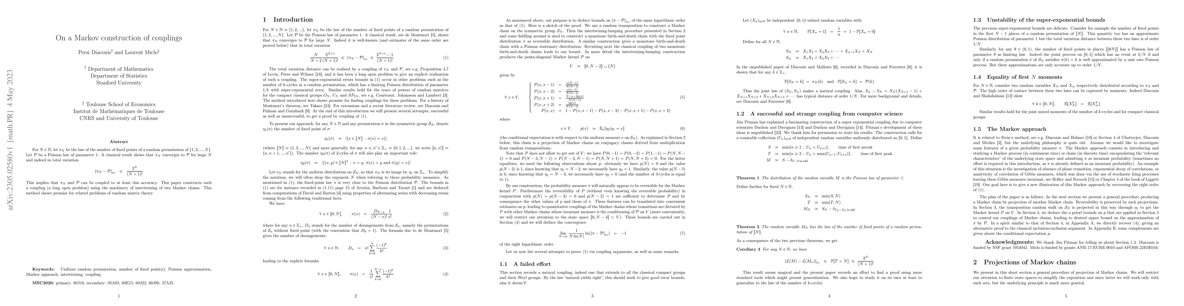 Thumbnail for On a Markov construction of couplings