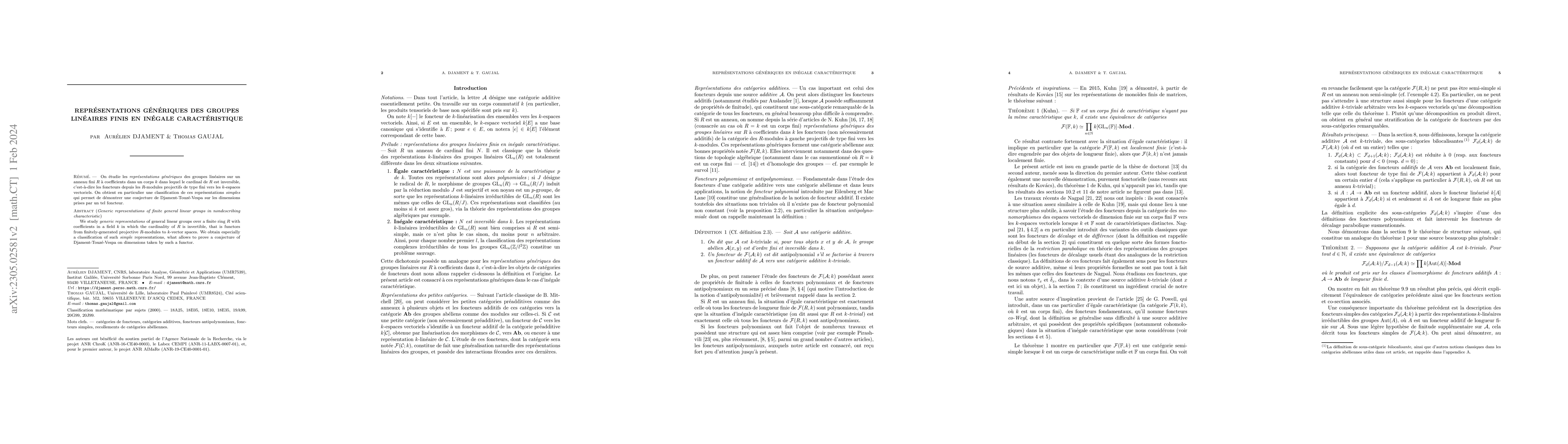 Thumbnail for Generic representations of finite general linear groups in cross
  characteristic