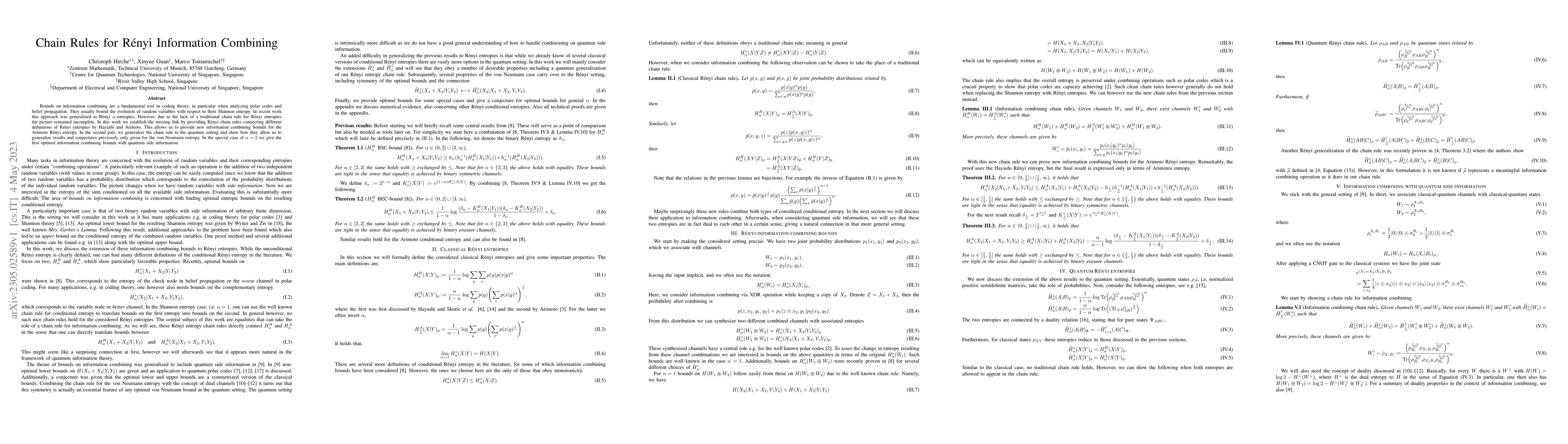 Thumbnail for Chain Rules for Renyi Information Combining