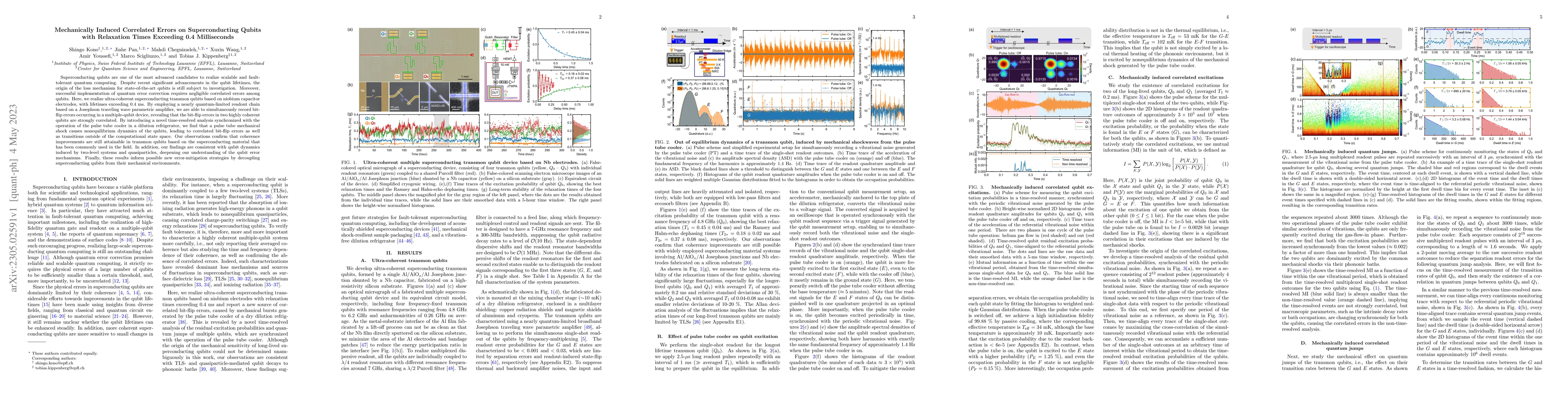 Thumbnail for Mechanically Induced Correlated Errors on Superconducting Qubits with
  Relaxation Times Exceeding 0.4 Milliseconds