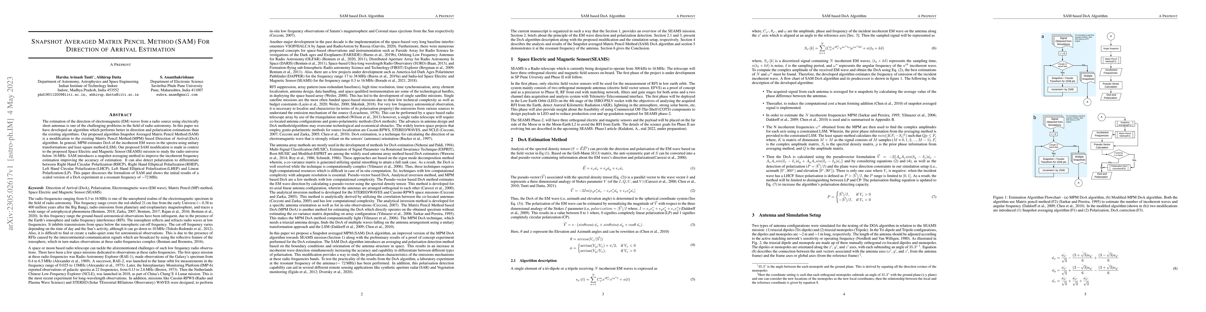 Thumbnail for Snapshot Averaged Matrix Pencil Method (SAM) For Direction of Arrival
  Estimation