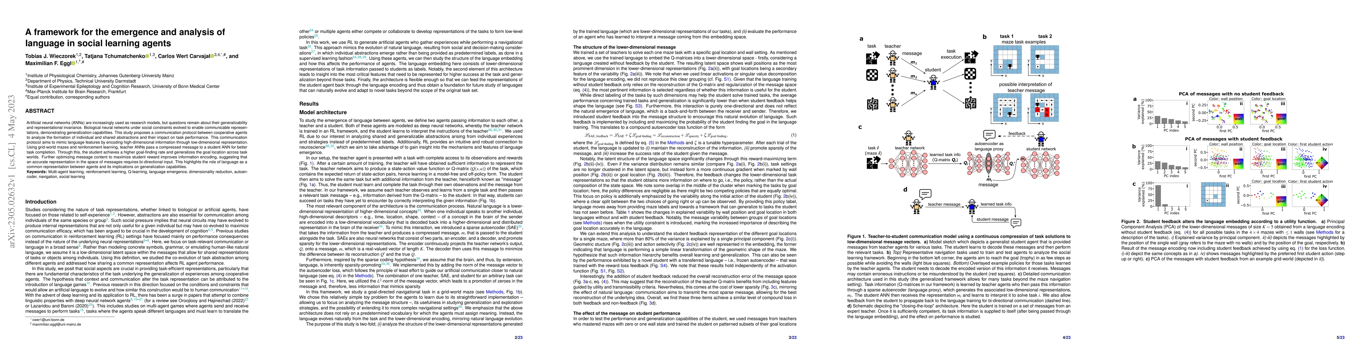 Thumbnail for A framework for the emergence and analysis of language in social
  learning agents