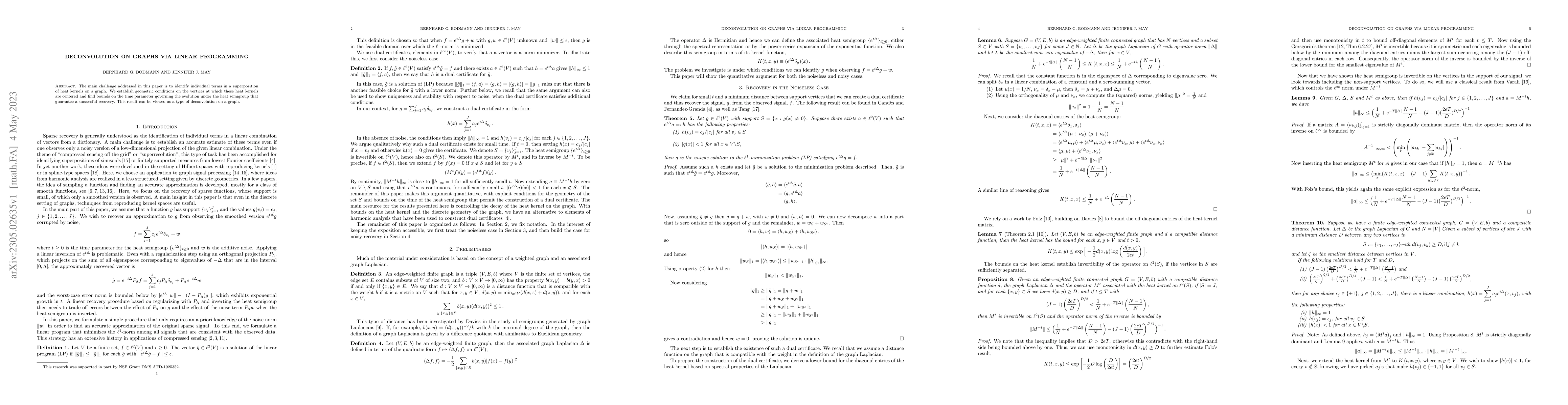 Thumbnail for Deconvolution on graphs via linear programming