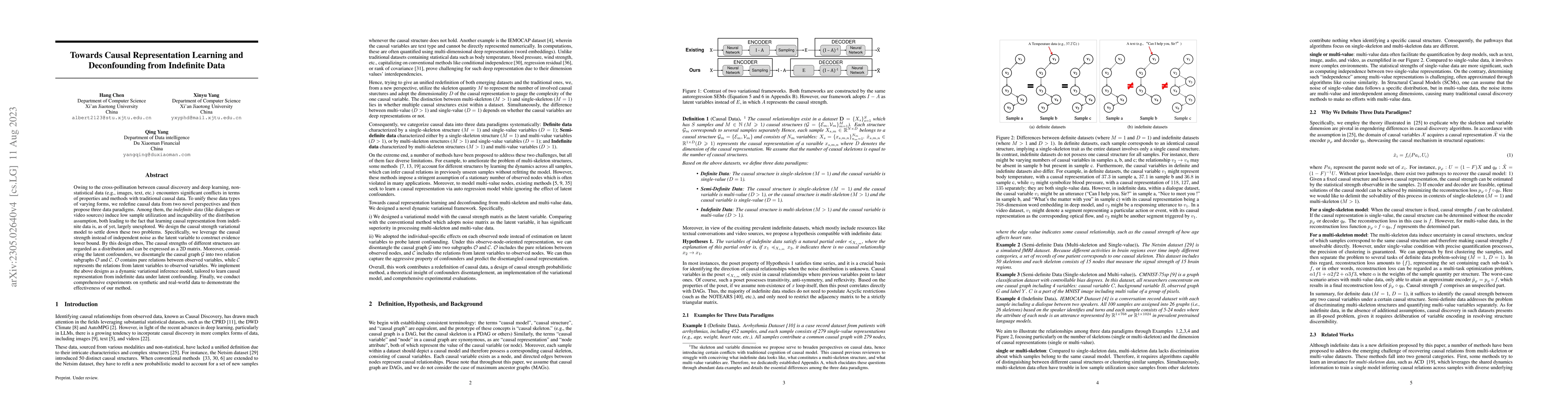 Thumbnail for Towards Causal Representation Learning and Deconfounding from Indefinite
  Data