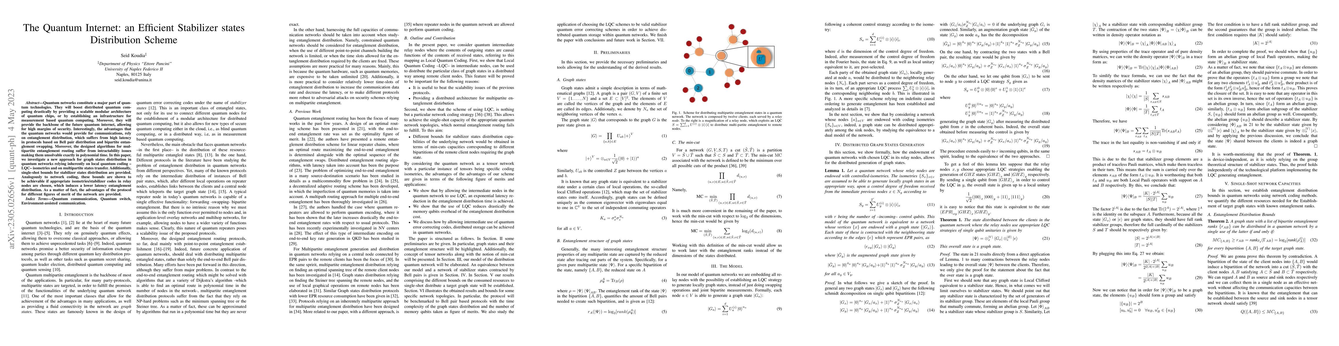 Thumbnail for The Quantum Internet: an Efficient Stabilizer states Distribution Scheme