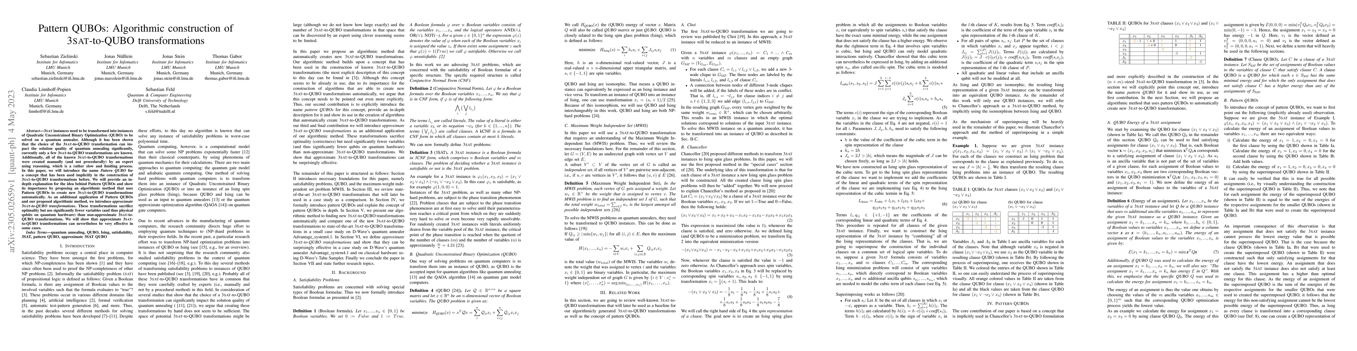 Thumbnail for Pattern QUBOs: Algorithmic construction of 3SAT-to-QUBO transformations