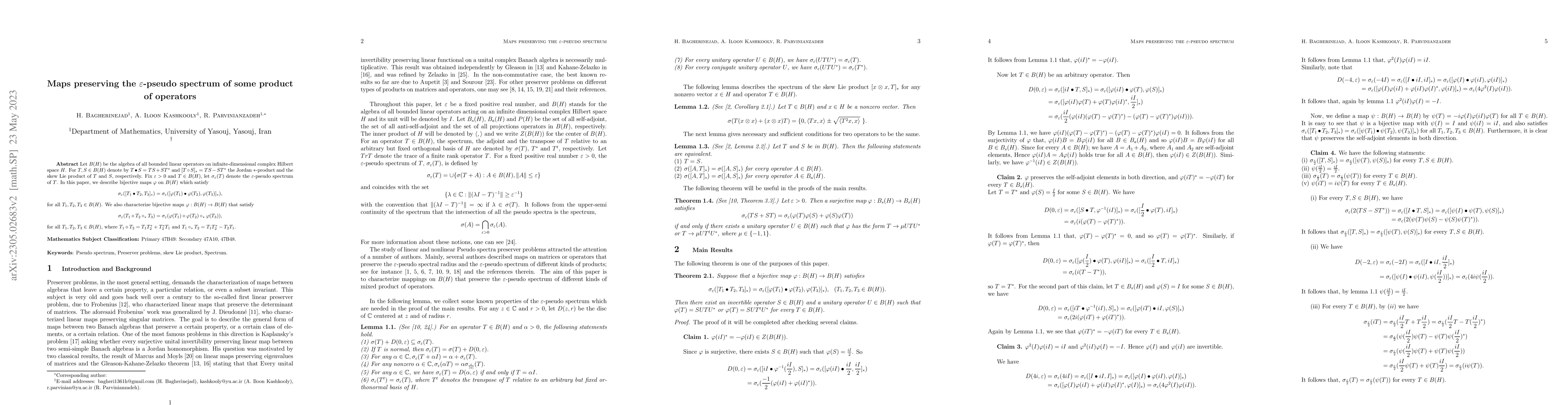 Thumbnail for Maps preserving the $\varepsilon$-Pseudo Spectrum of some product of
  operators