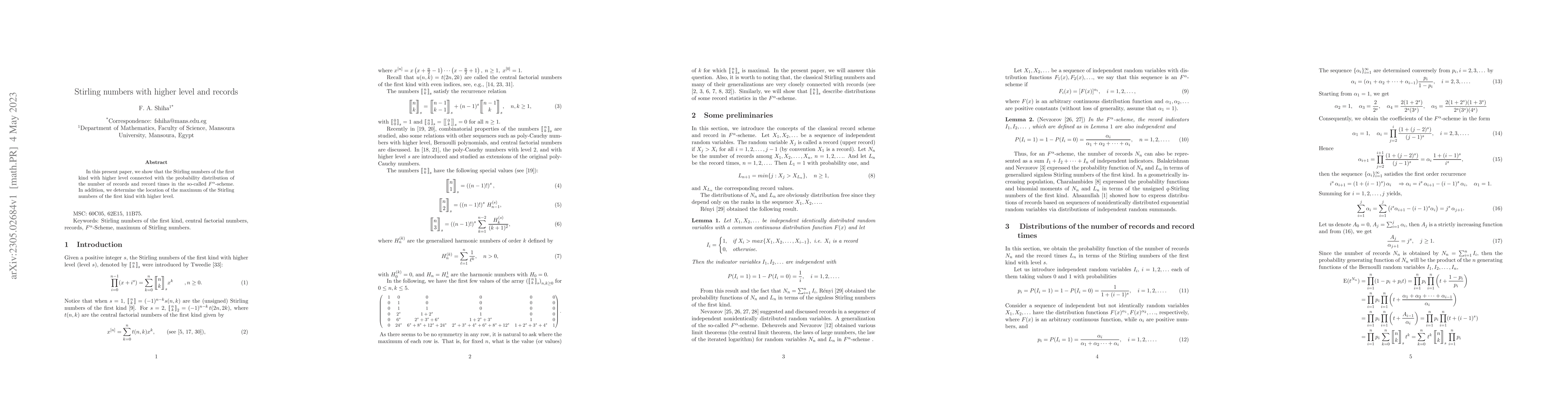 Thumbnail for Stirling numbers with higher level and records