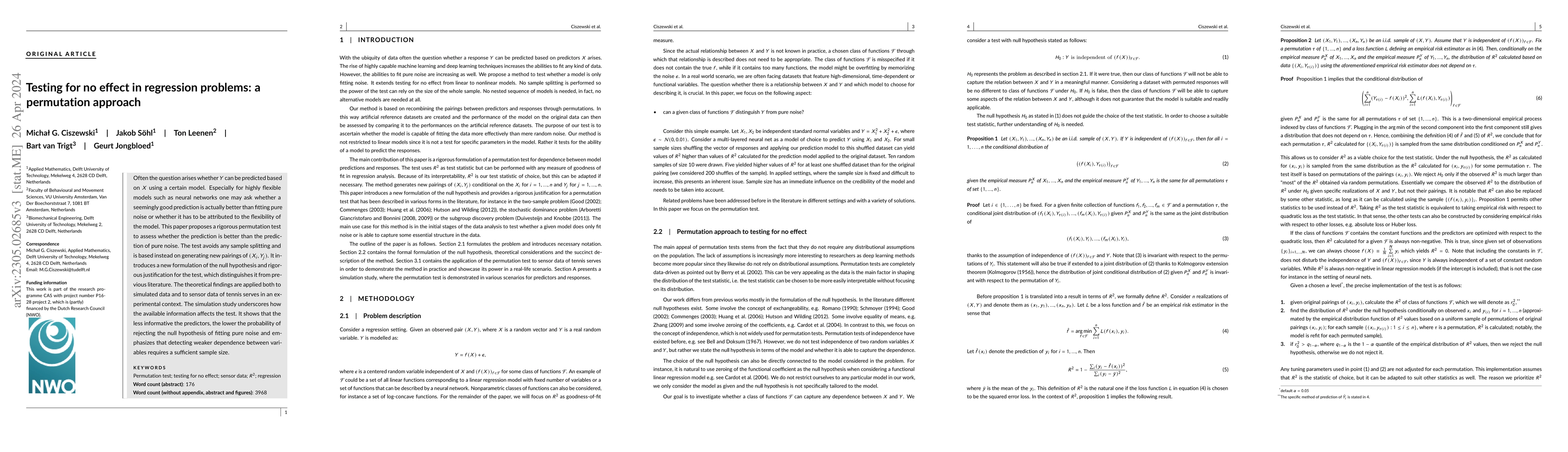 Thumbnail for Testing for no effect in regression problems: a permutation approach