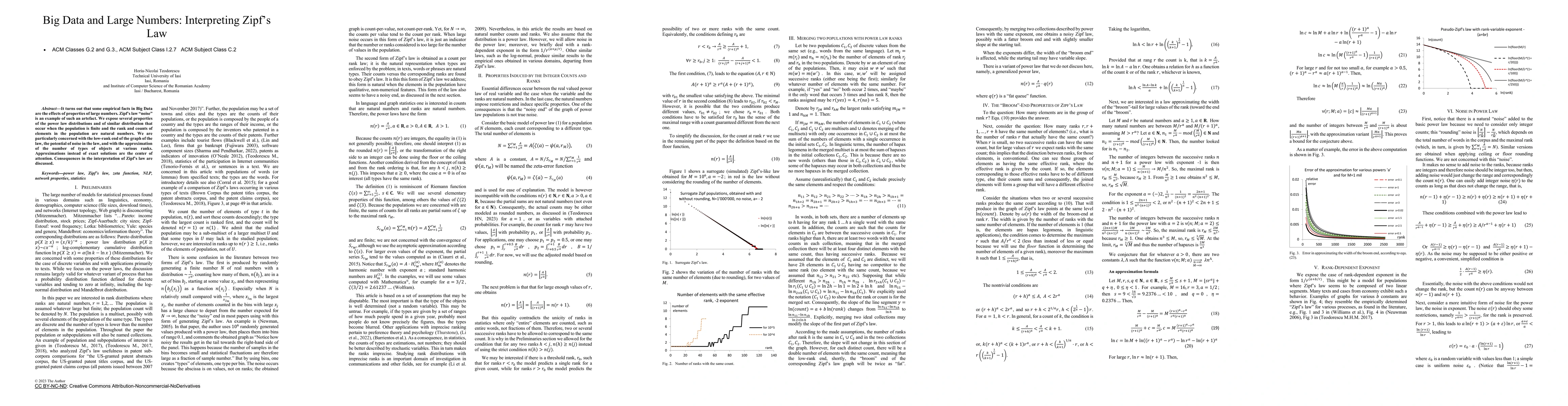 Thumbnail for Big Data and Large Numbers. Interpreting Zipf's Law