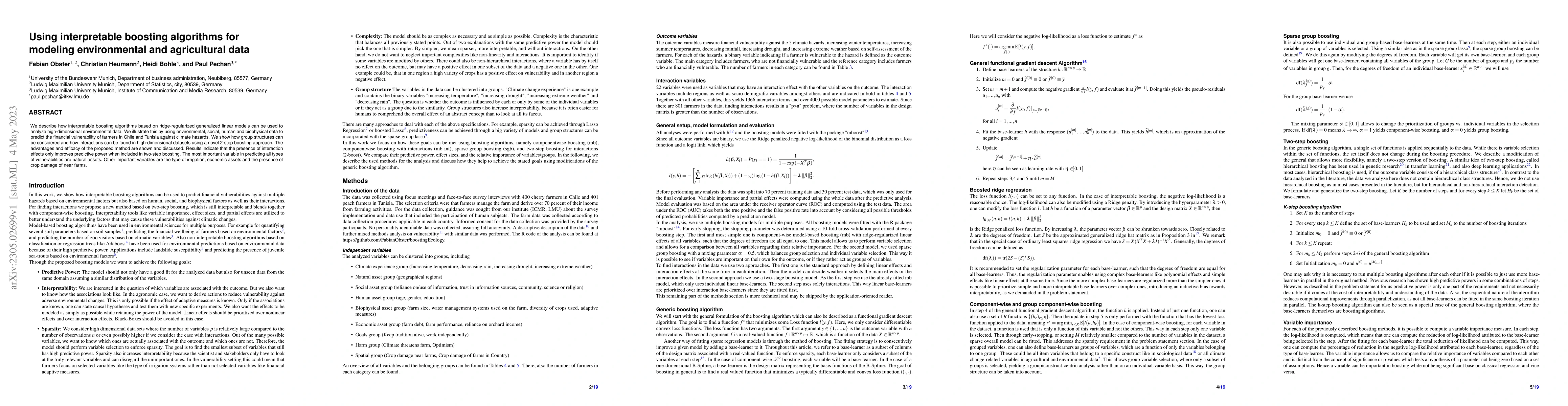 Thumbnail for Using interpretable boosting algorithms for modeling environmental and
  agricultural data