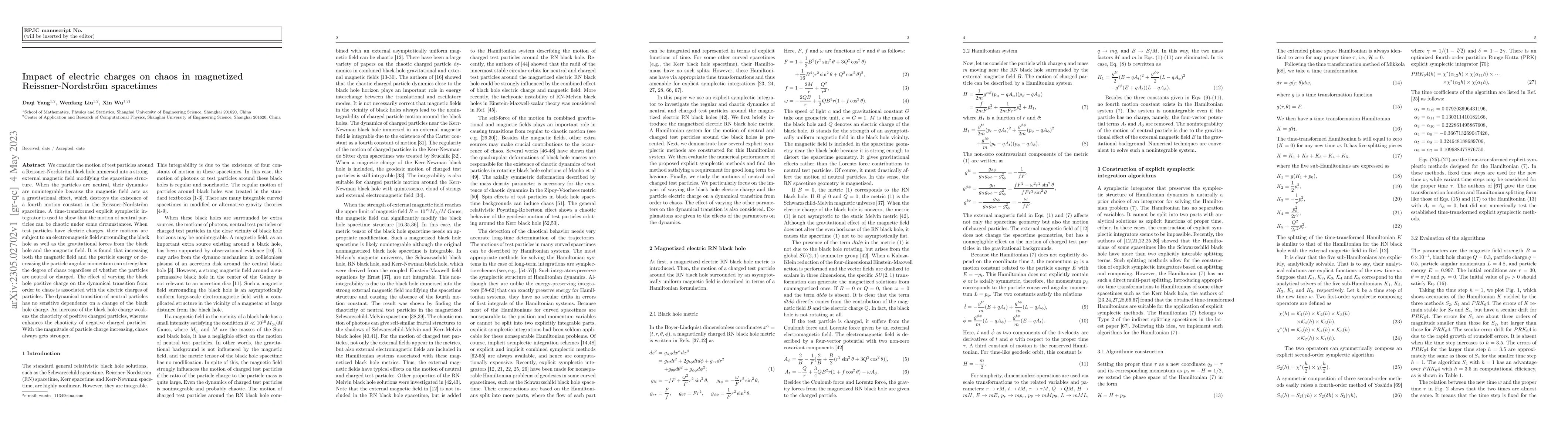 Thumbnail for Impact of electric charges on chaos in magnetized
  $Reissner-Nordstr\"{o}m$ spacetimes