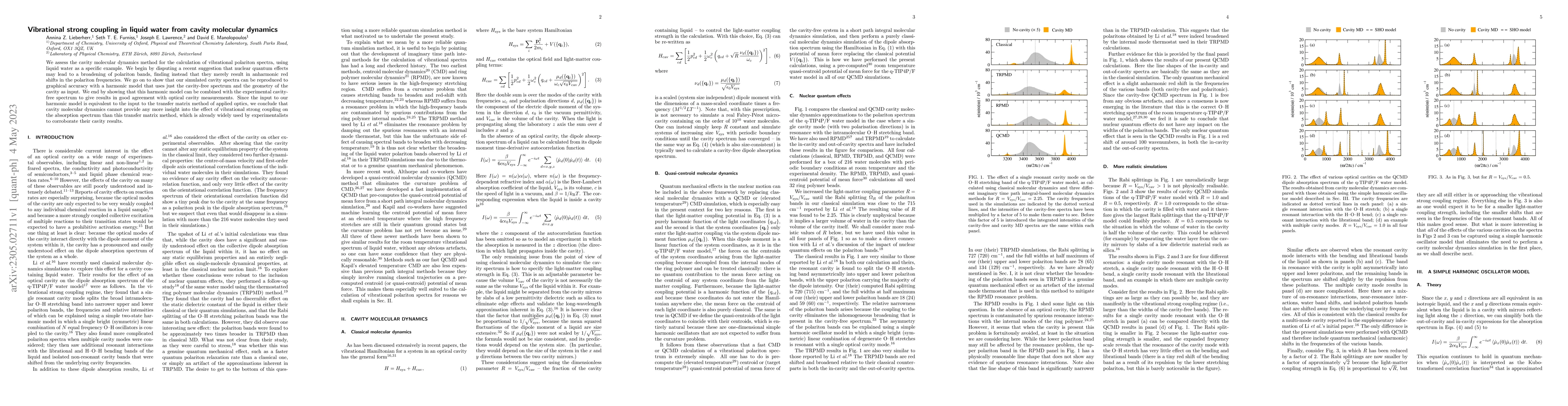 Thumbnail for Vibrational strong coupling in liquid water from cavity molecular
  dynamics