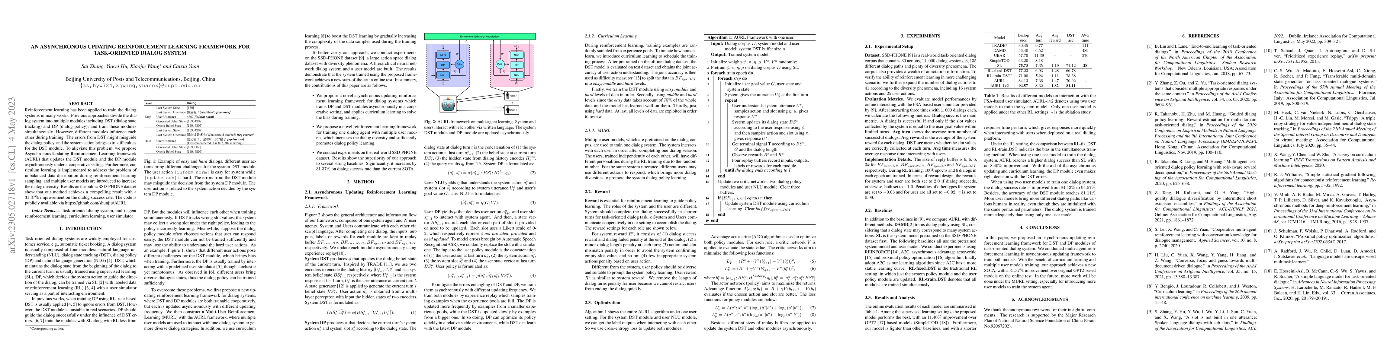 Thumbnail for An Asynchronous Updating Reinforcement Learning Framework for
  Task-oriented Dialog System