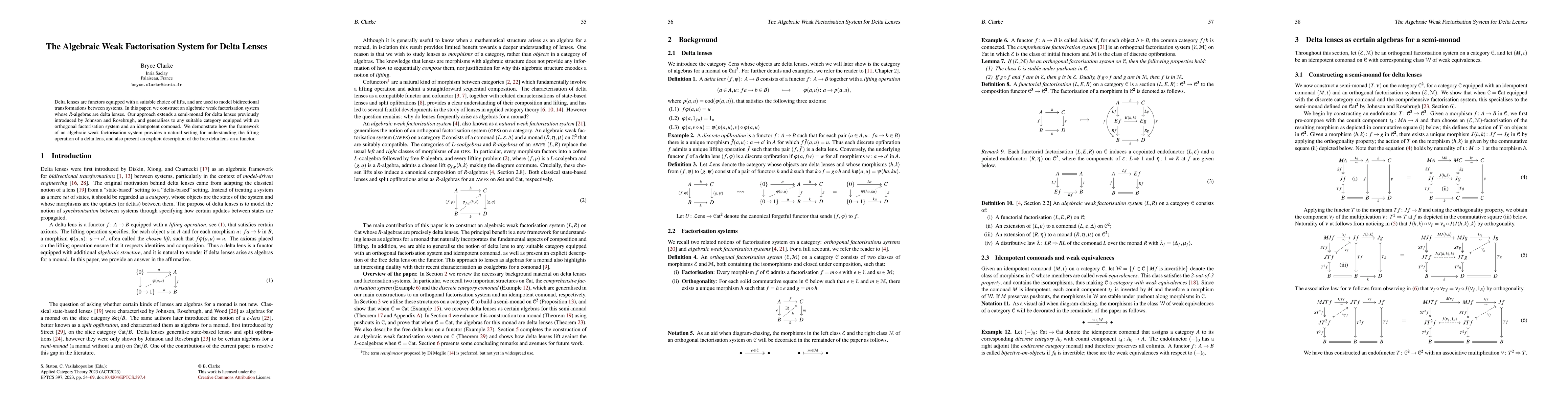 Thumbnail for The Algebraic Weak Factorisation System for Delta Lenses