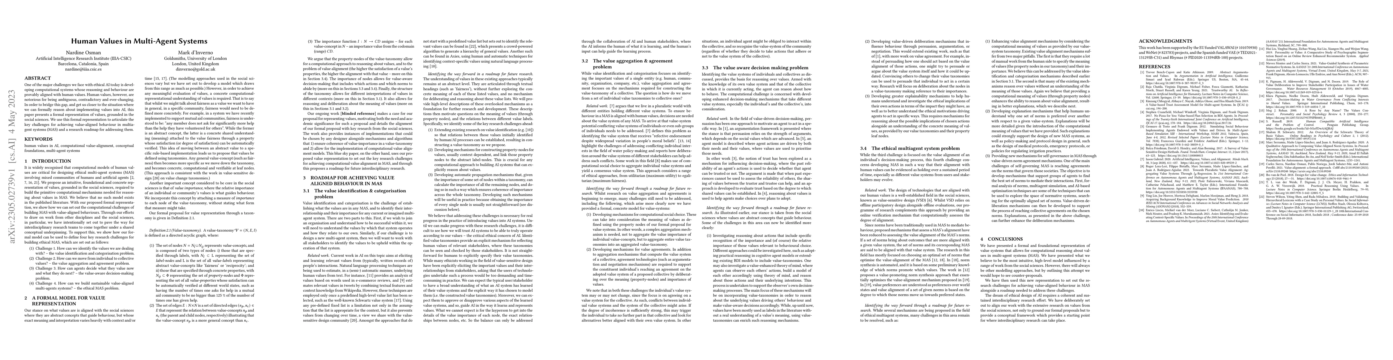 Thumbnail for Human Values in Multiagent Systems