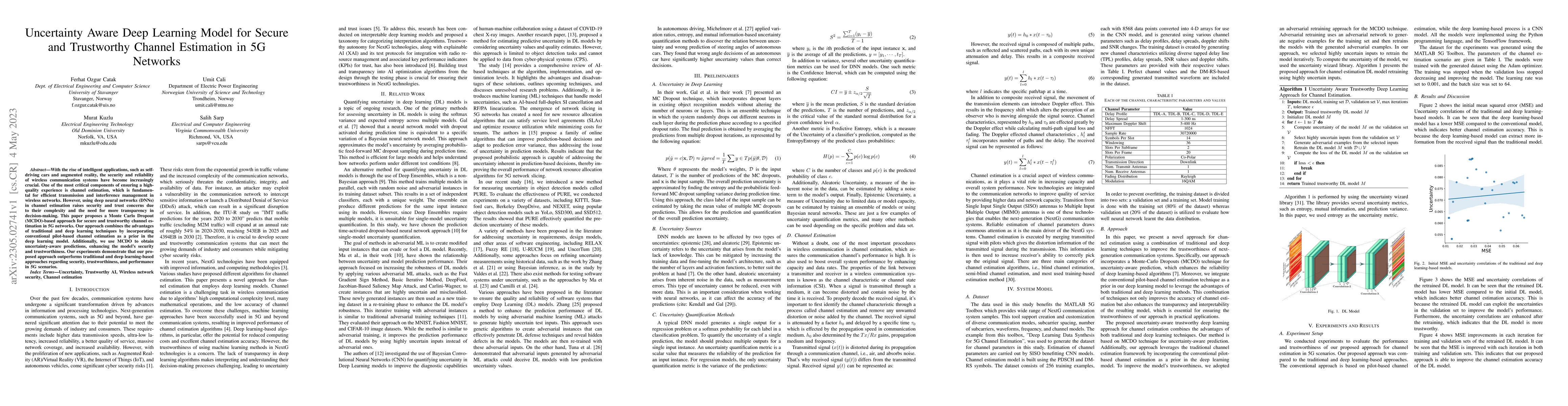Thumbnail for Uncertainty Aware Deep Learning Model for Secure and Trustworthy Channel
  Estimation in 5G Networks