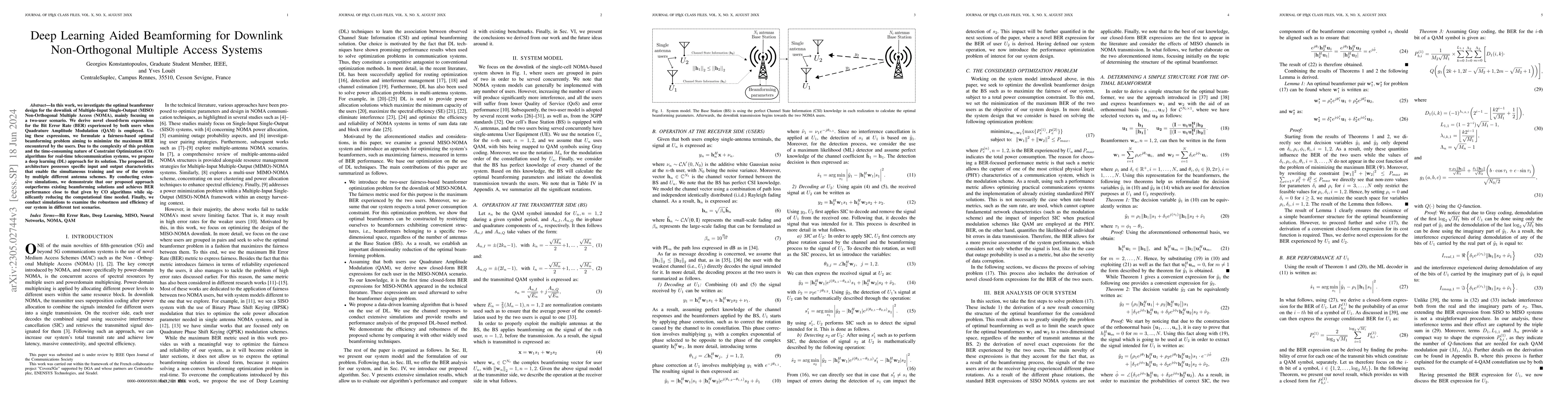 Thumbnail for Deep Learning Aided Beamforming for Downlink Non-Orthogonal Multiple
  Access Systems