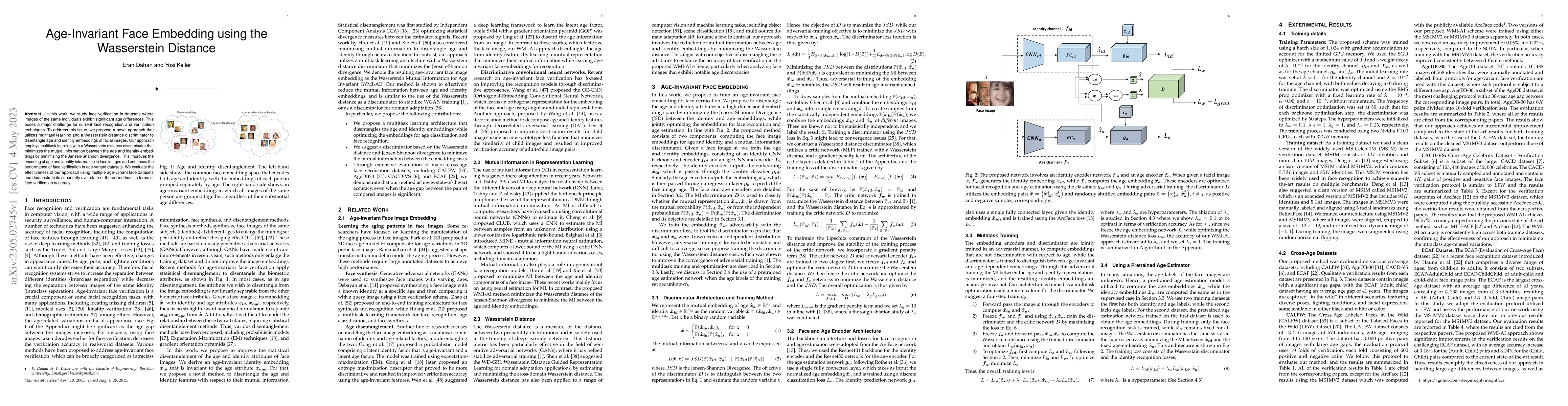 Thumbnail for Age-Invariant Face Embedding using the Wasserstein Distance