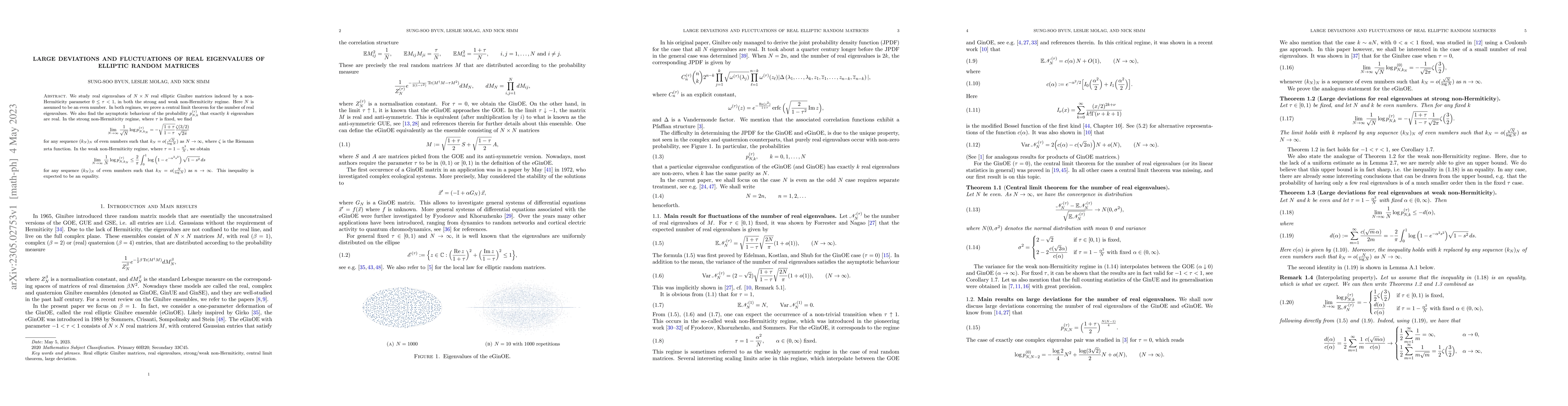 Thumbnail for Large deviations and fluctuations of real eigenvalues of elliptic random
  matrices