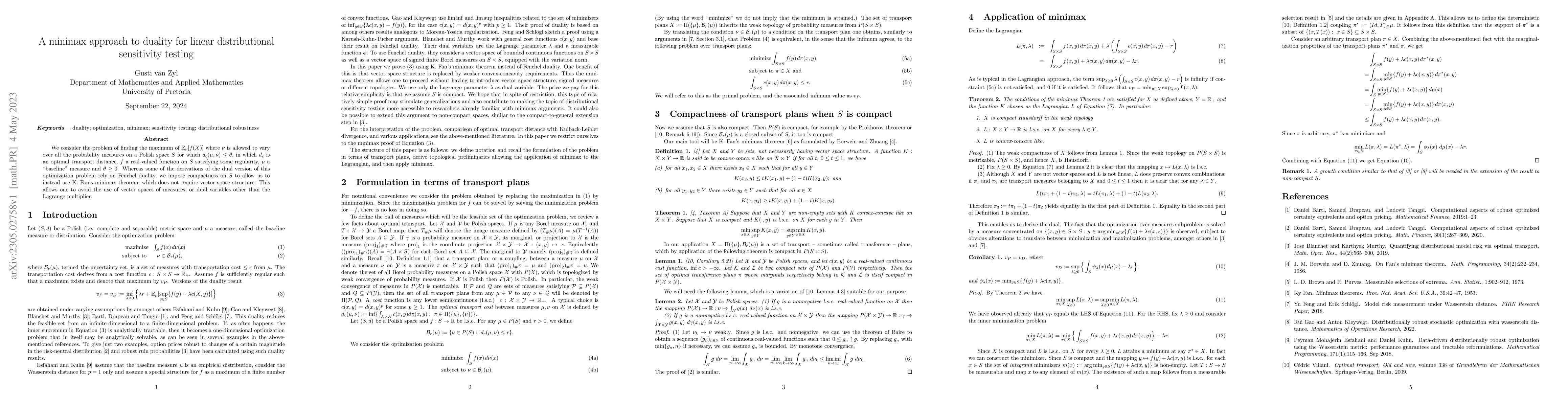 Thumbnail for A minimax approach to duality for linear distributional sensitivity
  testing