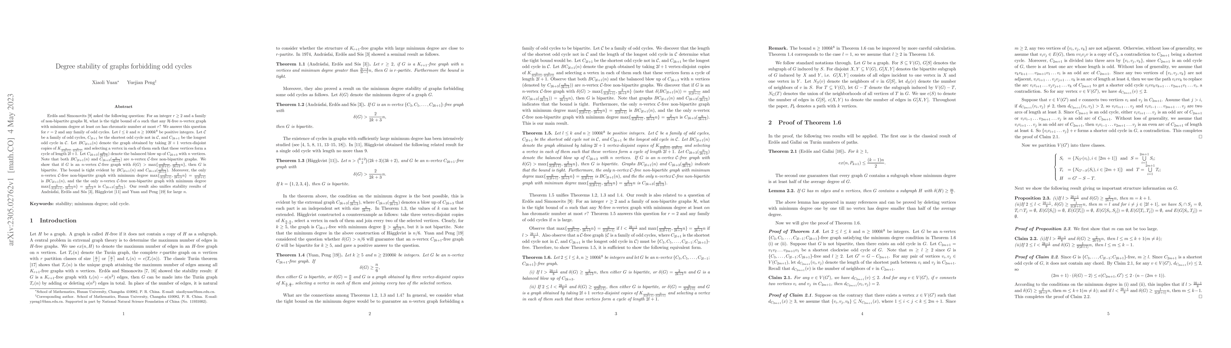Thumbnail for Degree stability of graphs forbidding odd cycles