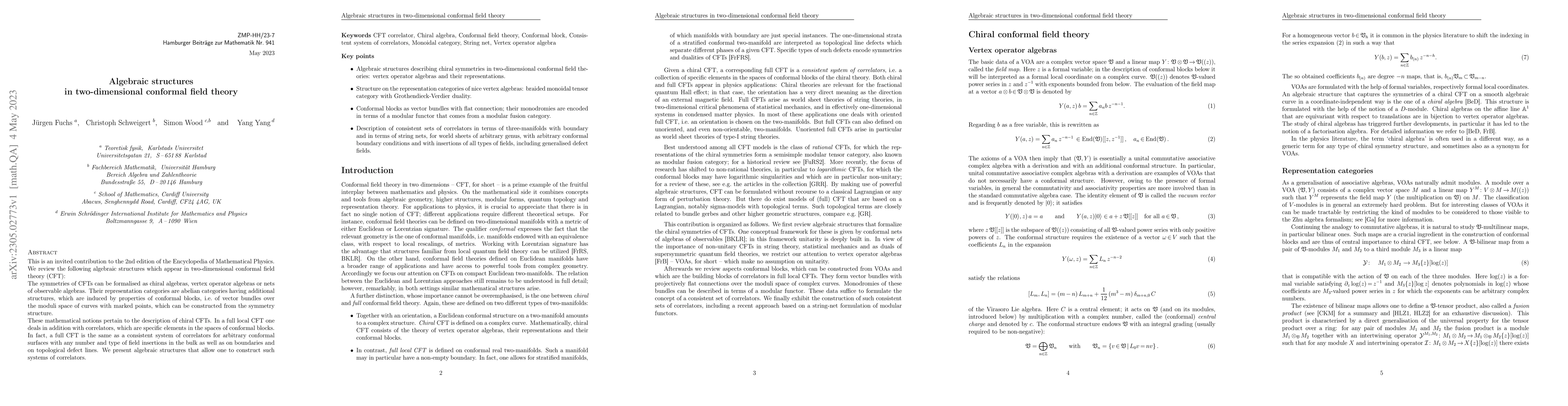 Thumbnail for Algebraic structures in two-dimensional conformal field theory