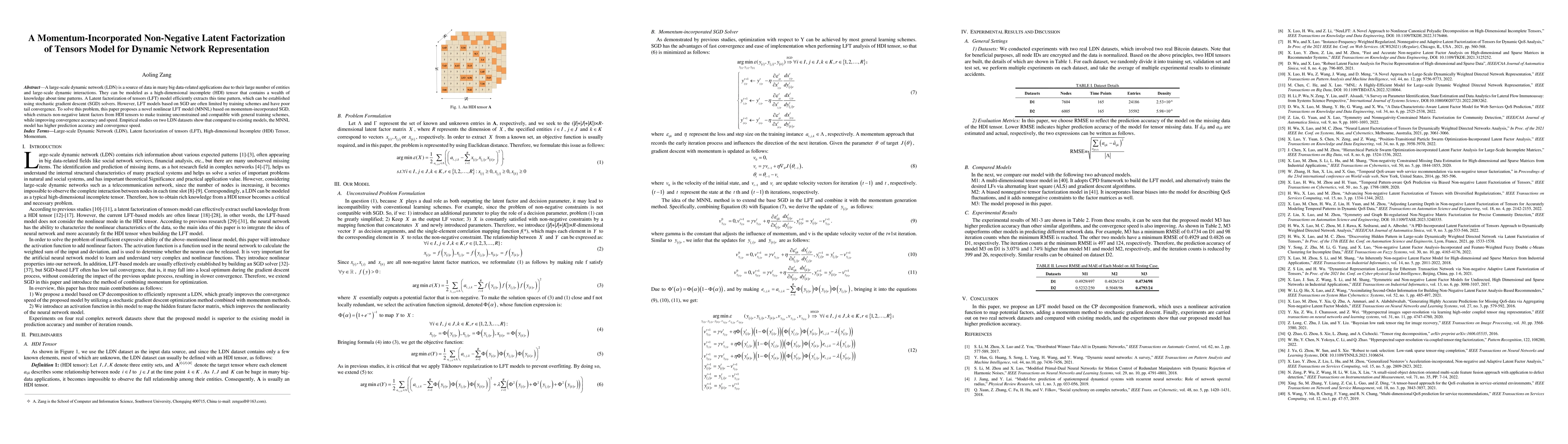 Thumbnail for A Momentum-Incorporated Non-Negative Latent Factorization of Tensors
  Model for Dynamic Network Representation