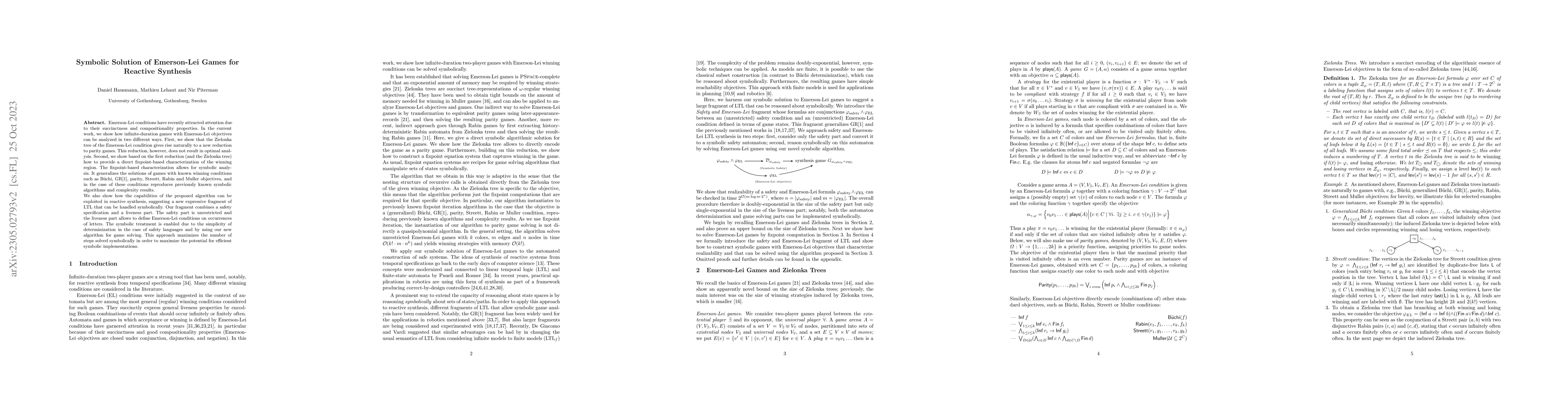Thumbnail for Symbolic Solution of Emerson-Lei Games for Reactive Synthesis