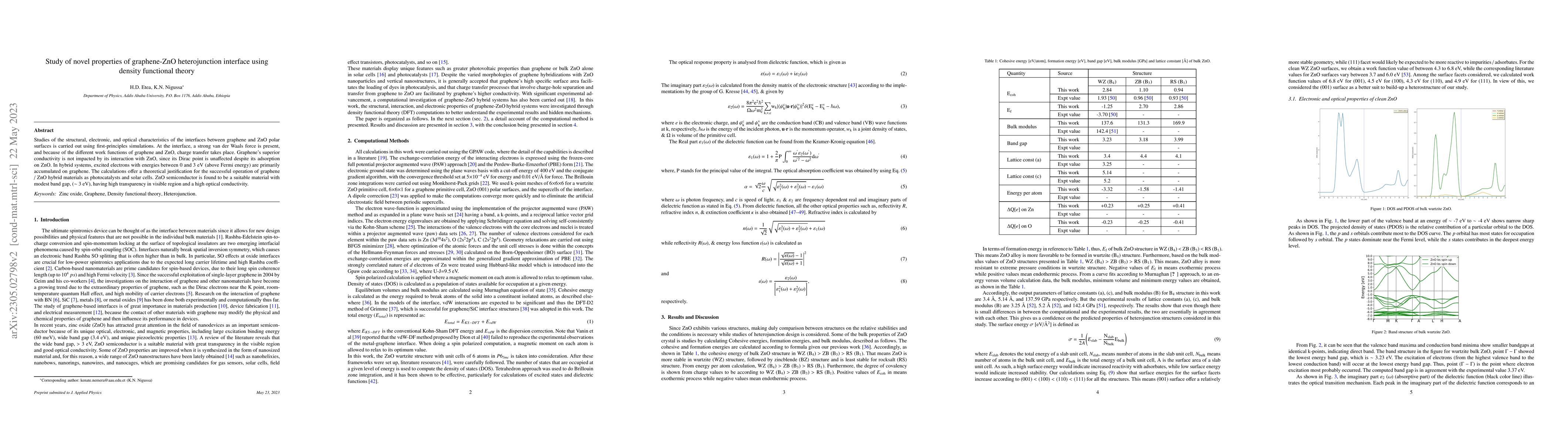 Thumbnail for Study of novel properties of graphene-ZnO heterojunction interface using
  density functional theory