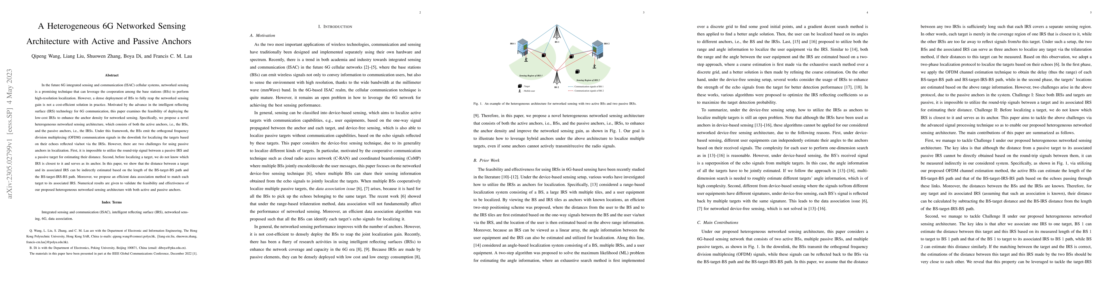 Thumbnail for A Heterogeneous 6G Networked Sensing Architecture with Active and
  Passive Anchors